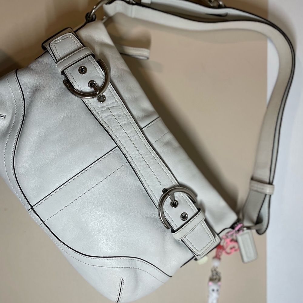 Coach Y2K White Leather Small Shoulder Purse Bag Silver Hardware ✨ MADE IN 2005!